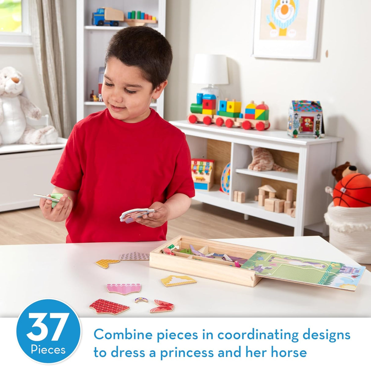 Melissa & Doug Princess & Horse Magnetic Dress-Up Wooden Play Set, 37 count-000772303217-LR-348457-3-LR eShop
