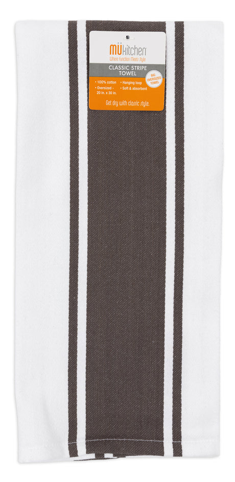 MÜkitchen 100% Classic Stripe Towel - Stainless, 20"x30"-813278024025-LR-315995-1-LR eShop