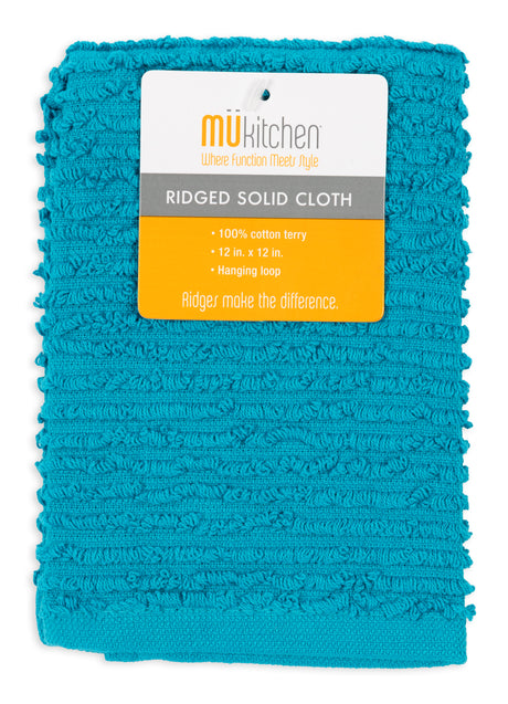 MÜkitchen 100% Cotton Ridged Solid Cloth - Aquamarine, 12"x12"-813278023707-LR-321148-1-LR eShop