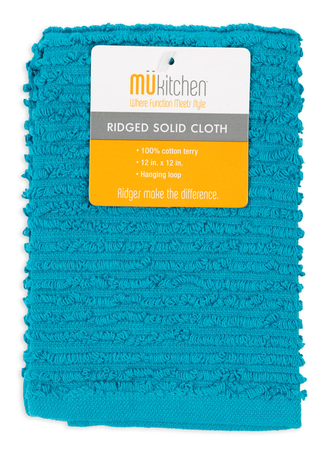 MÜkitchen 100% Cotton Ridged Solid Cloth - Aquamarine, 12"x12"-813278023707-LR-321148-1-LR eShop