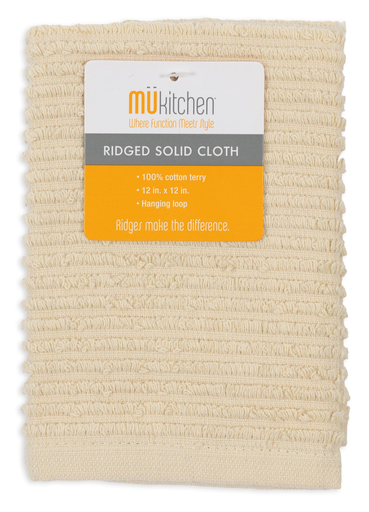 MÜkitchen 100% Cotton Ridged Solid Cloth - Oatmeal, 12"x12"-813278023660-LR-315841-1-LR eShop