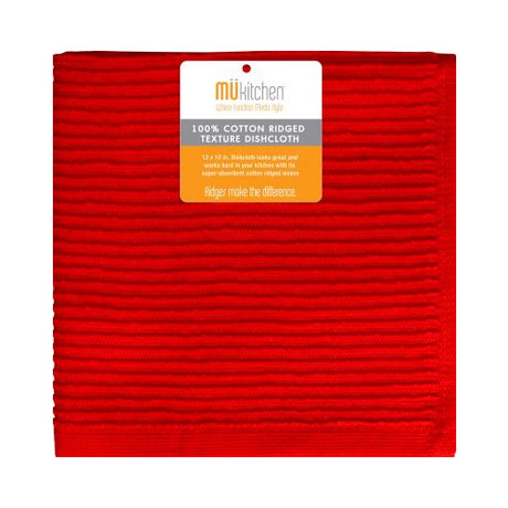 MUkitchen 100% Cotton Ridged Solid Cloth - Ruby, 12"x12"-811700019359-LR-315840-1-LR eShop
