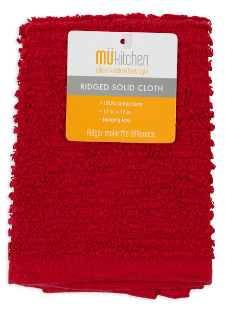 MÜkitchen 100% Cotton Ridged Solid Cloth - Ruby, 12"x12"-811700019359-LR-315840-1-LR eShop