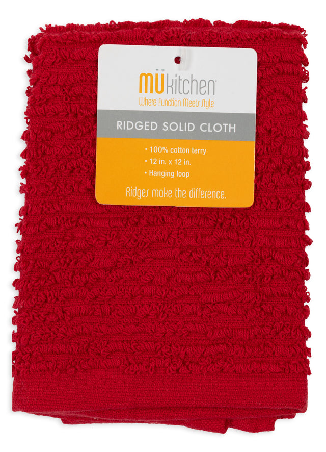 MÜkitchen 100% Cotton Ridged Solid Cloth - Ruby, 12"x12"-811700019359-LR-315840-1-LR eShop