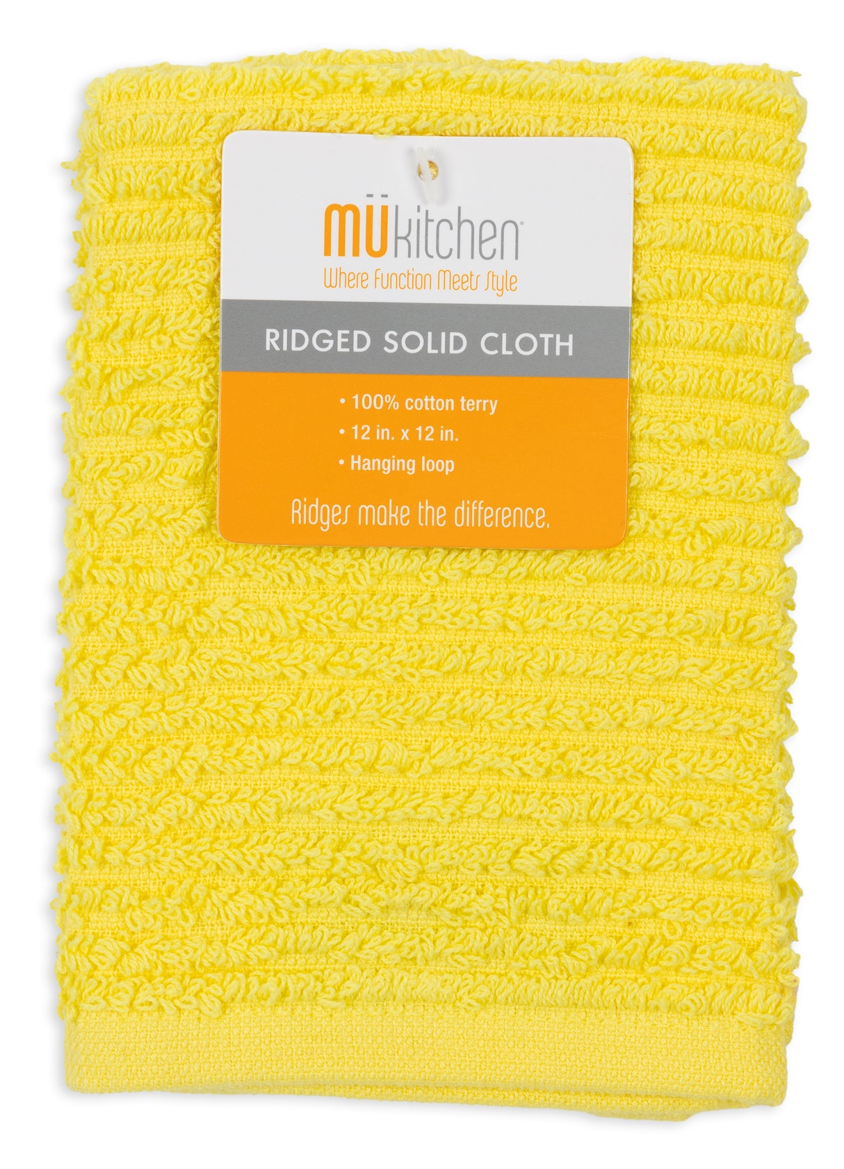 MÜkitchen 100% Cotton Ridged Solid Cloth - Sunburst, 12"x12"-813278023684-LR-321147-1-LR eShop