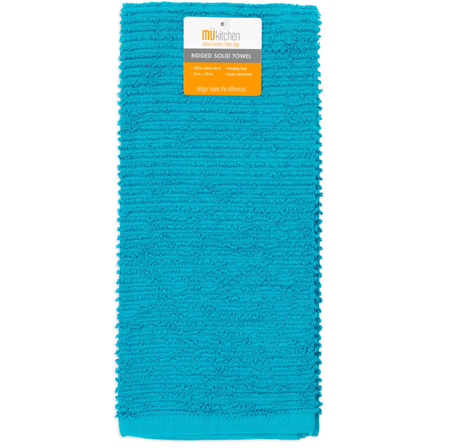 MÜkitchen 100% Cotton Ridged Solid Towel - Aquamarine, 18"x28"-813278023745-LR-321164-1-LR eShop