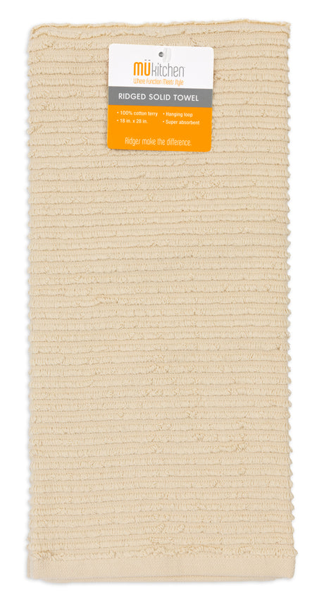 MÜkitchen 100% Cotton Ridged Solid Towel - Oatmeal, 18"x28"-813278023714-LR-315843-1-LR eShop