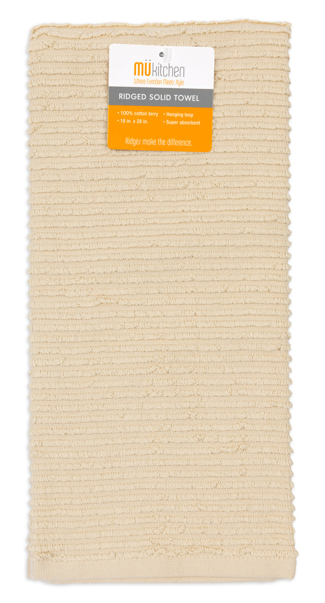 MÜkitchen 100% Cotton Ridged Solid Towel - Oatmeal, 18"x28"-813278023714-LR-315843-1-LR eShop