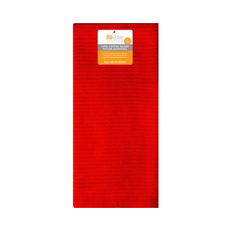 MUkitchen 100% Cotton Ridged Solid Towel - Ruby, 18"x28"-813278020065-LR-315842-1-LR eShop