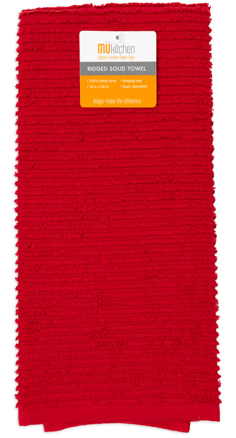 MÜkitchen 100% Cotton Ridged Solid Towel - Ruby, 18"x28"-813278020065-LR-315842-1-LR eShop