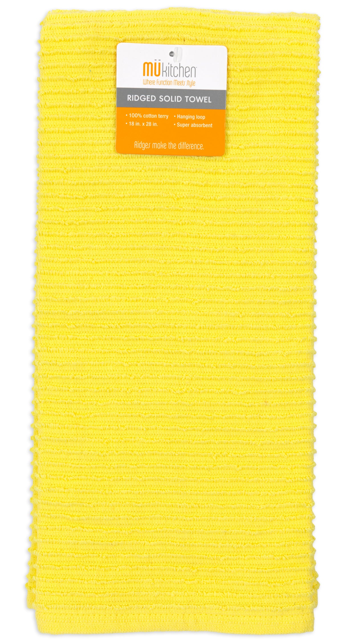 MÜkitchen 100% Cotton Ridged Solid Towel - Sunburst, 18"x28"-813278023721-LR-321163-1-LR eShop