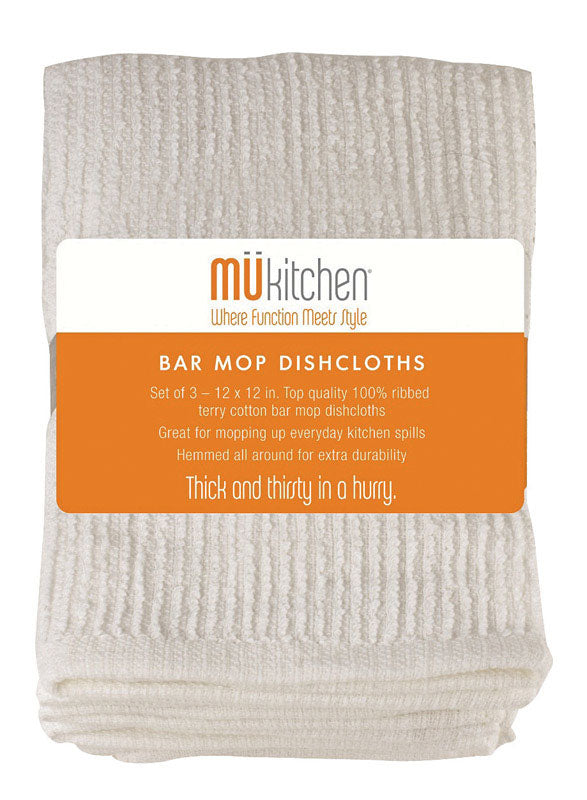 MUkitchen Cotton Bar Mop Dishcloth - White, 12" x 12", 3 Count-811700015450-LR-315984-1-LR eShop
