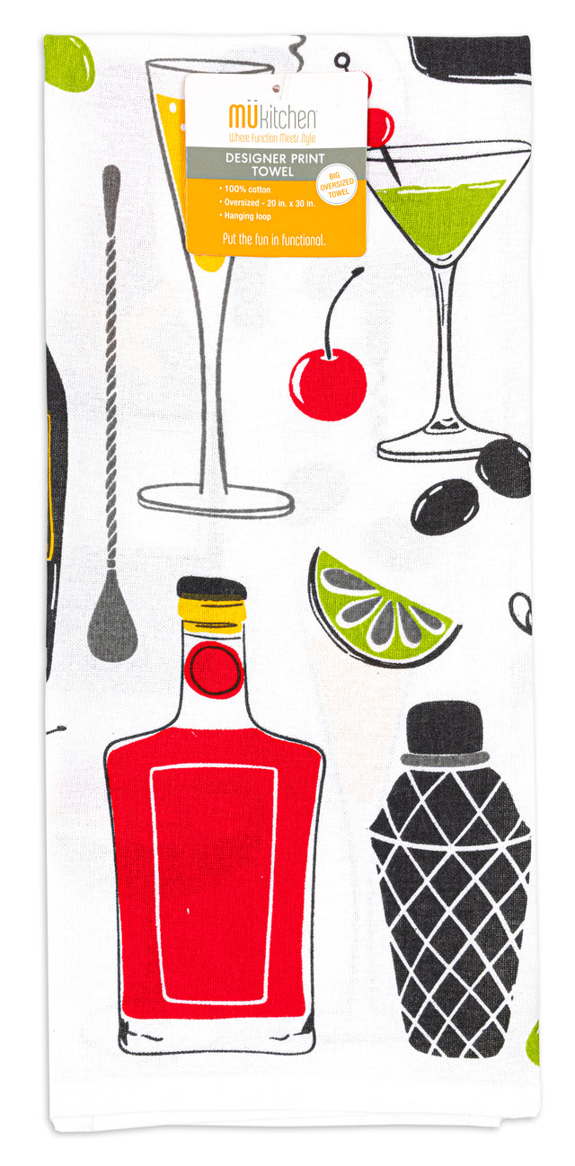 MÜkitchen Designer Print 100% Cotton Towel - Cocktails, 20"x30"-810042570252-LR-338389-1-LR eShop