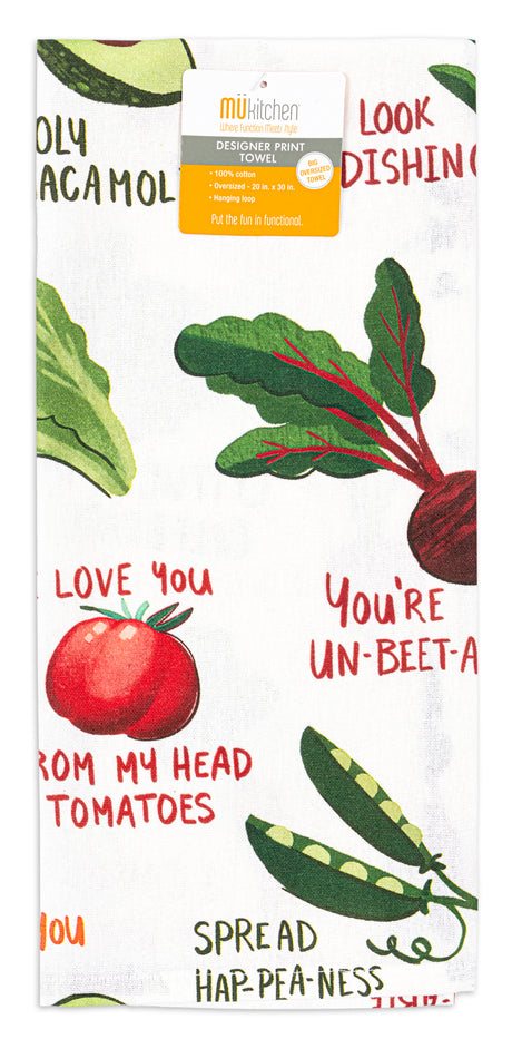 MÜkitchen Designer Print Cotton Tea Towel - Funny Veggies-810042575738-LR-350797-1-LR eShop