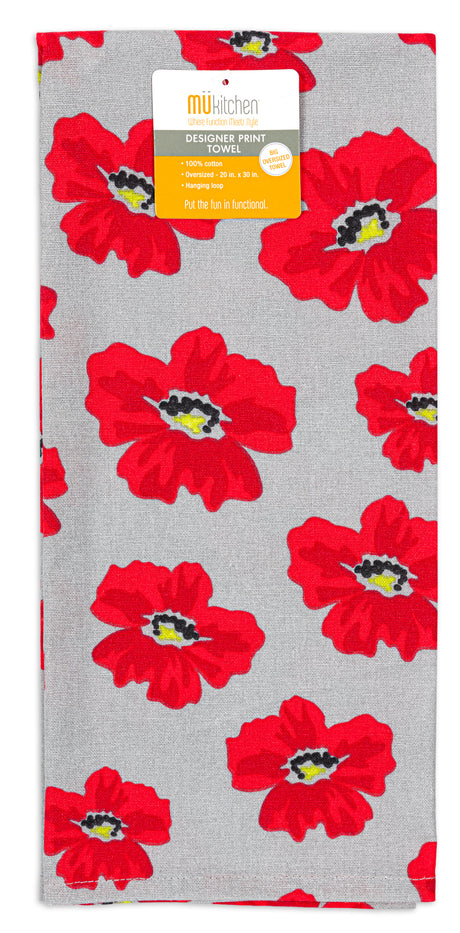 MÜkitchen Designer Print Towel - 20 x 30", New Poppy-810042570313-LR-342273-1-LR eShop