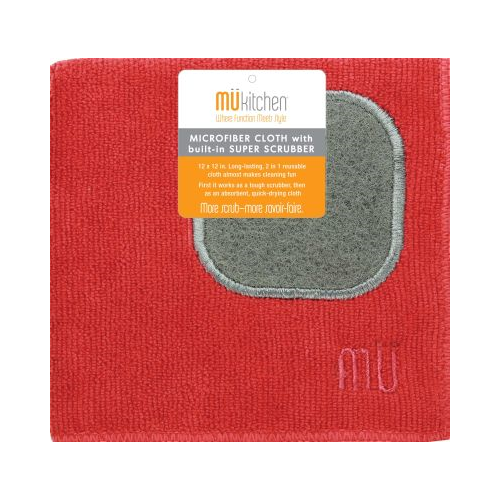 MUkitchen Microfiber Dishcloth With Built-In Scrubber - Crimson, 12" x 12"-811700012985-LR-292375-1-LR eShop