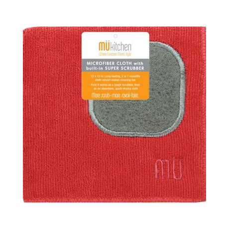 MUkitchen Microfiber Dishcloth With Built-In Scrubber - Crimson, 12" x 12"-811700012985-LR-292375-1-LR eShop