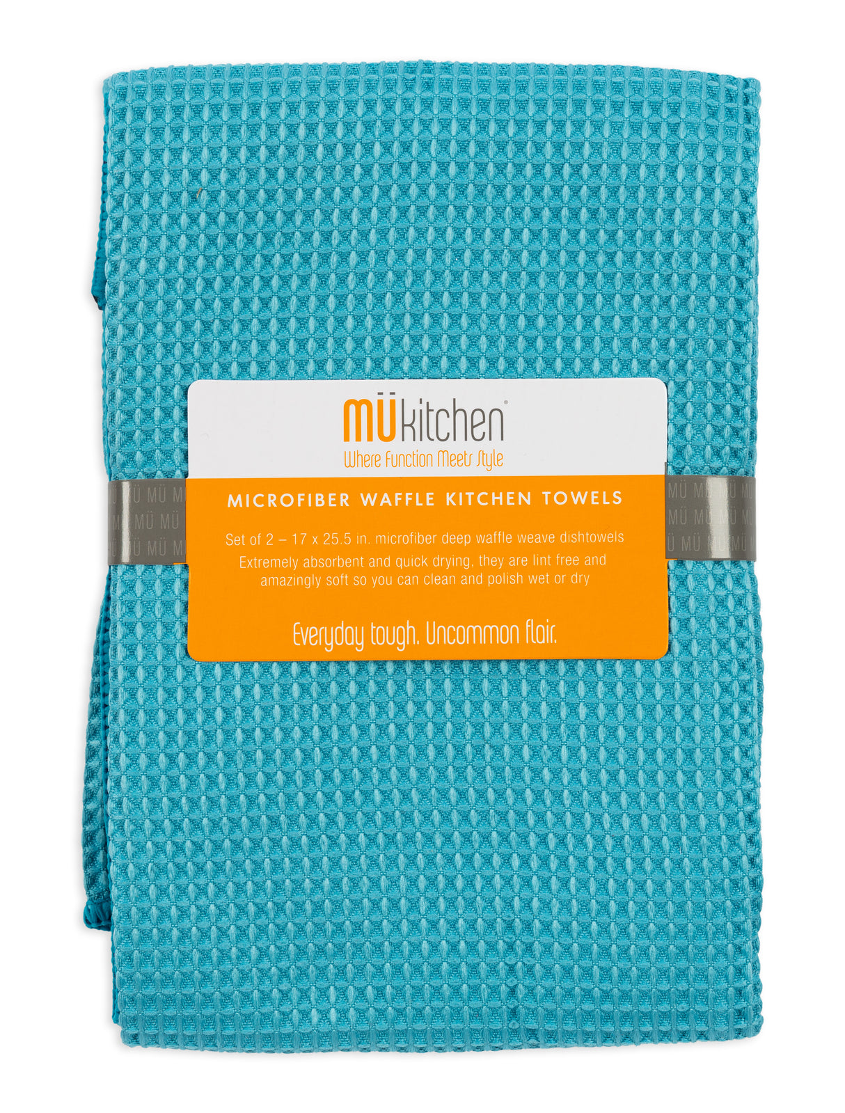 MÜkitchen Microfiber Waffle Dishtowel - Sea Blue, 17" x 25.5", 2 Count-811700012442-LR-316008-1-LR eShop