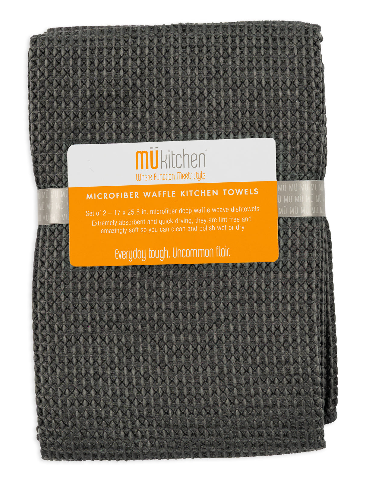 MÜkitchen Microfiber Waffle Dishtowel - Storm Gray, 17" x 25.5", 2 Count-811700010325-LR-316006-1-LR eShop