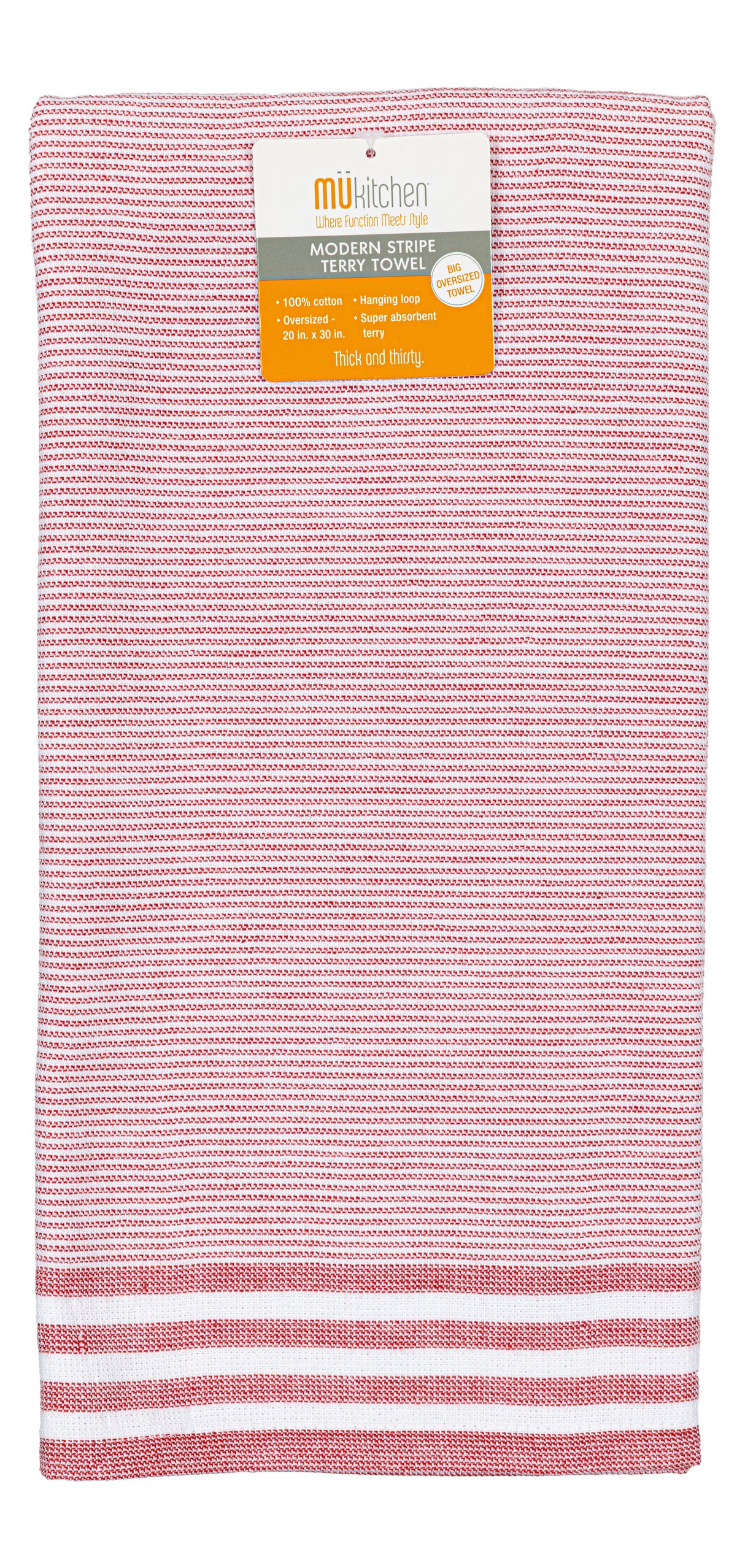 MUkitchen Modern Stripe Terry Towel - Crimson Red-810042579248-LR-350808-1-LR eShop