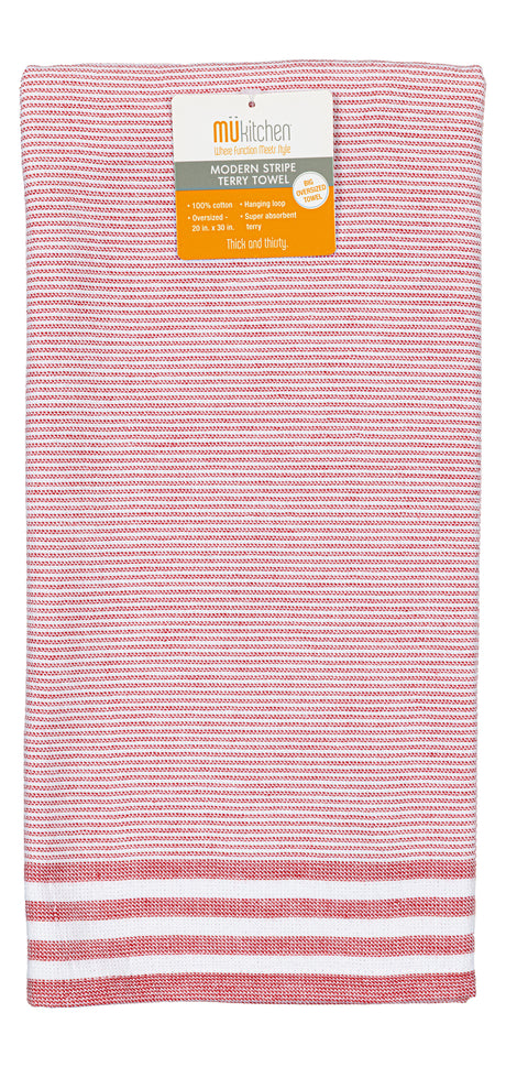 MUkitchen Modern Stripe Terry Towel - Crimson Red-810042579248-LR-350808-1-LR eShop