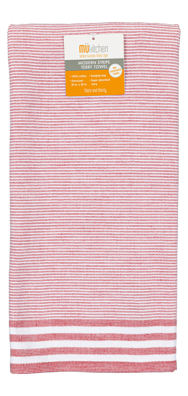 MUkitchen Modern Stripe Terry Towel - Crimson Red-810042579248-LR-350808-1-LR eShop