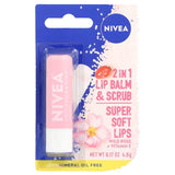 NIVEA 2-in-1 Wild Rose Lip Balm and Lip Scrub, Lip Exfoliator, 0.17 Oz Stick-072140026745-LR-363495-3-LR eShop