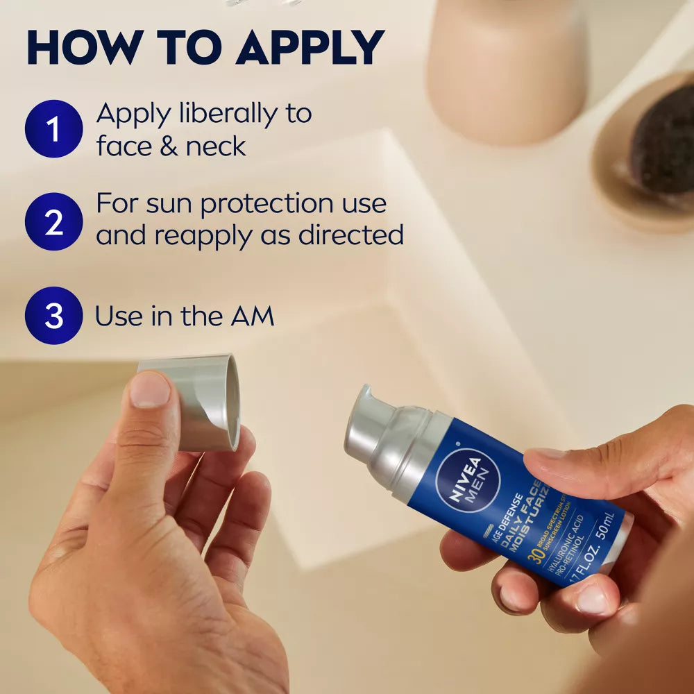 NIVEA MEN Age Defense Daily Face Moisturizer with SPF 30, 1.7 oz-072140039394-LR-362718-8-LR eShop