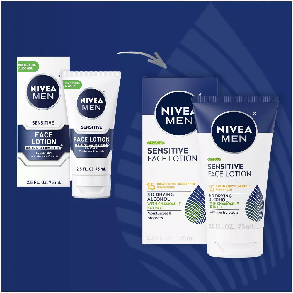 NIVEA MEN Sensitive Face Lotion With SPF 15, 2.5 oz-072140016302-LR-362730-2-LR eShop