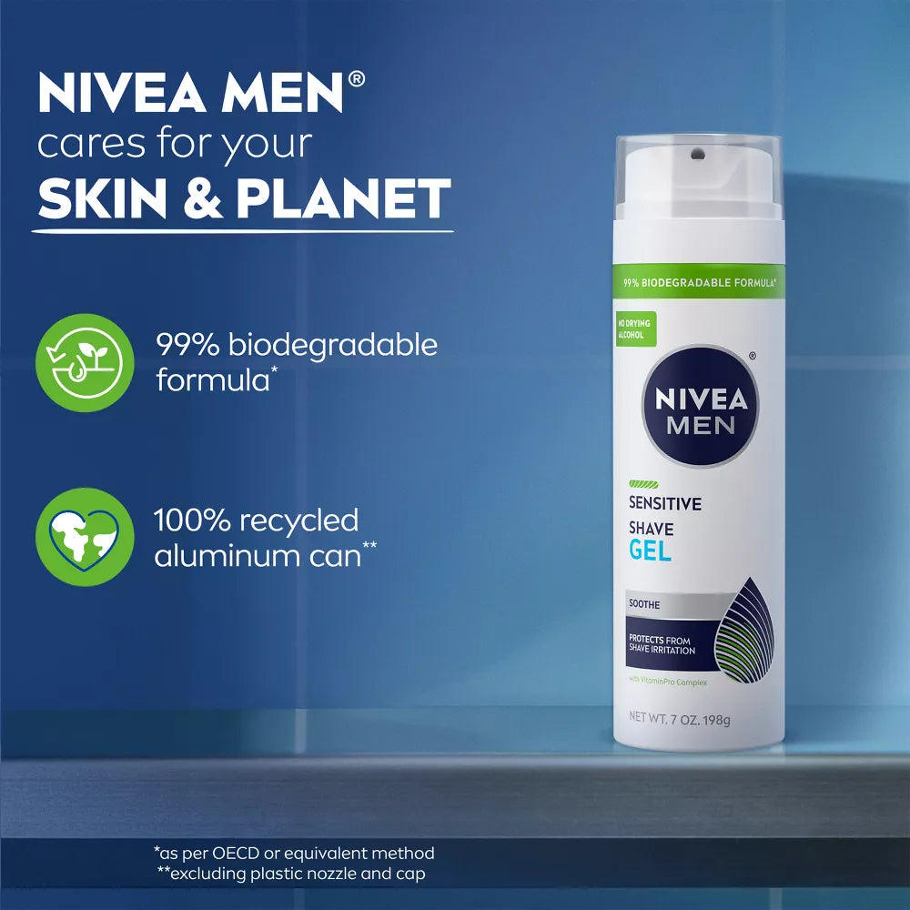 NIVEA MEN Sensitive Skin Shaving Gel with Vitamin E, 7 oz-072140817404-LR-362733-11-LR eShop