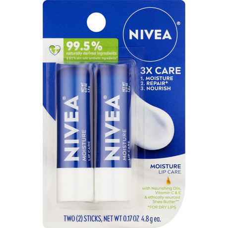 NIVEA Moisture Lip Care, Hydrating Lip Balm with Shea Butter, 0.17 Oz Stick, Pack of 2-072140040253-LR-363536-1-LR eShop