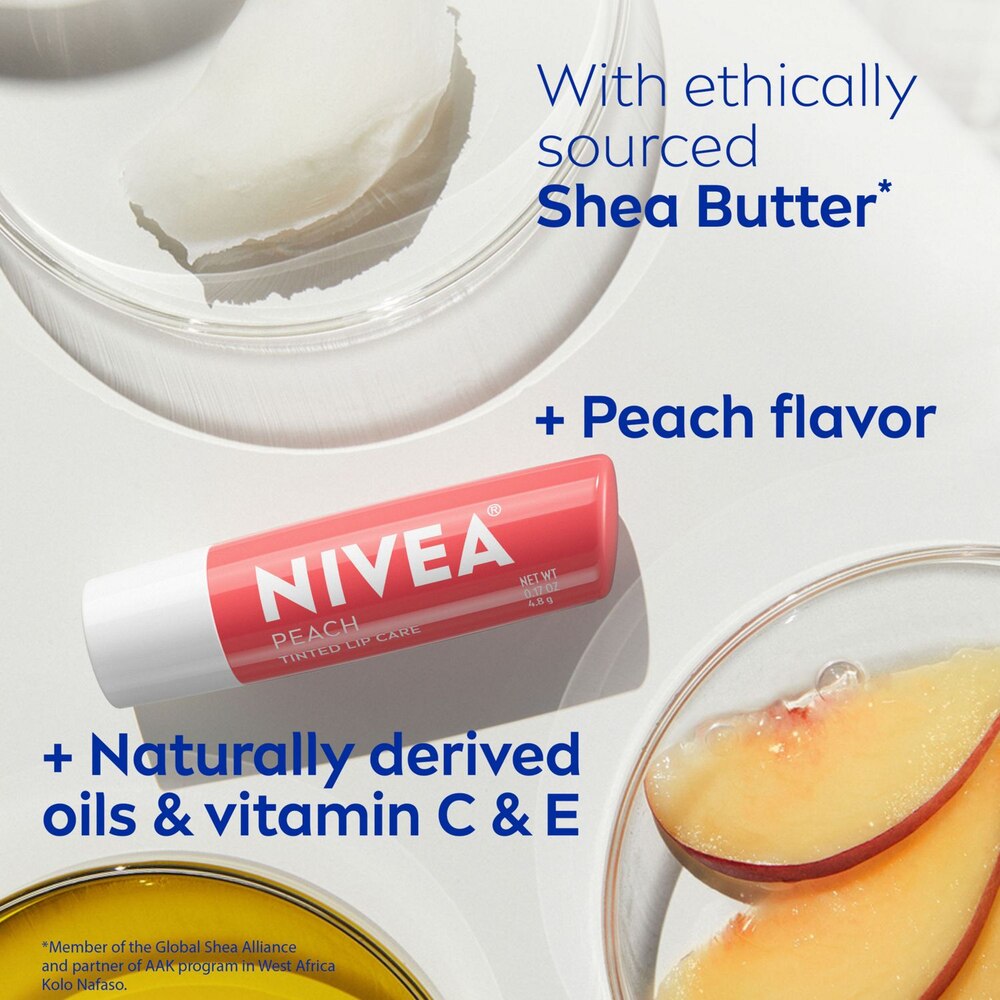 NIVEA Peach Lip Care, Tinted Lip Balm with Shea Butter, 0.17 Oz Stick-072140022884-LR-363490-7-LR eShop