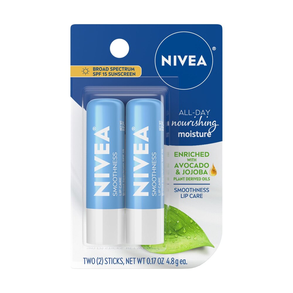NIVEA Smoothness Lip Care, Lip Balm SPF 15 with Shea Butter, 0.17 Oz Stick, Pack of 2-072140018696-LR-363489-1-LR eShop