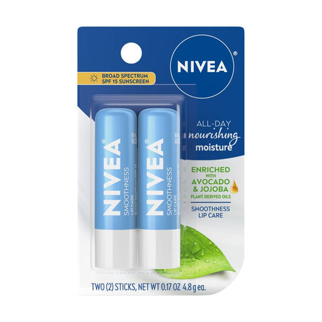 NIVEA Smoothness Lip Care, Lip Balm SPF 15 with Shea Butter, 0.17 Oz Stick, Pack of 2-072140018696-LR-363489-1-LR eShop