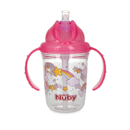 Nuby FlipNSip Silicone Straw Cup with Handles Pink-039175808395-LR-346563-1-LR eShop