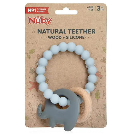 Nuby Natural Silicone & Wood Teething Ring - Gray-048526069019-LR-346564-1-LR eShop