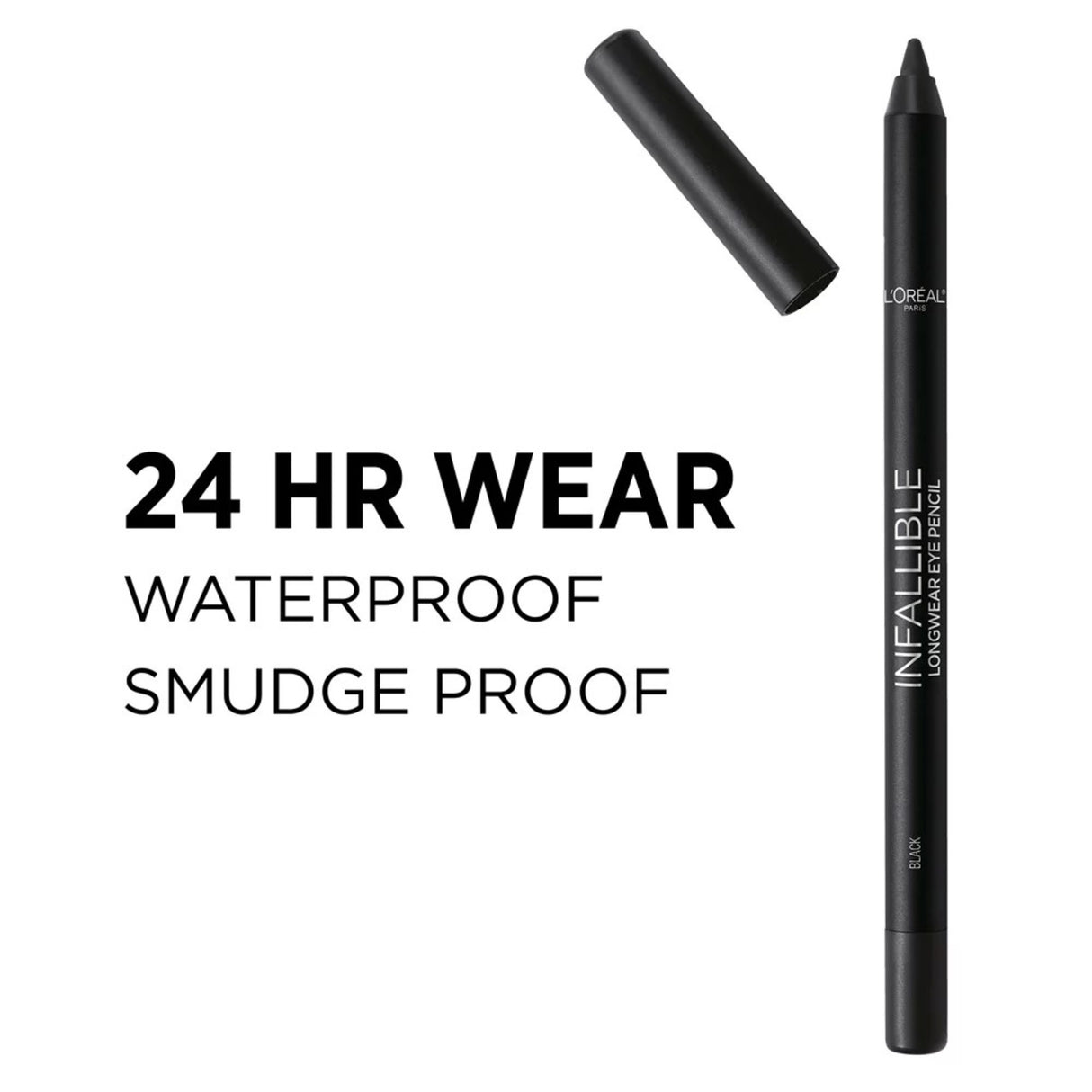 L'Oreal Paris Infallible Pro-Last Waterproof, Up to 24HR Pencil Eyeliner, Black, 0.042 oz.