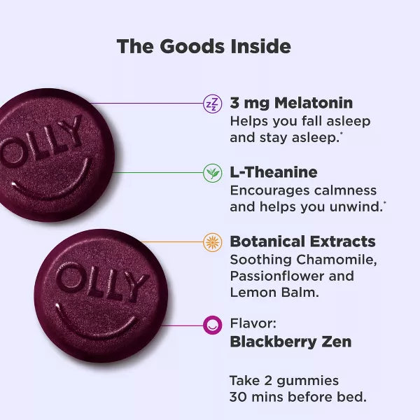 OLLY 3mg Melatonin Sleep Gummies - Blackberry Zen, 10 count-858158015175-LR-358772-3-LR eShop
