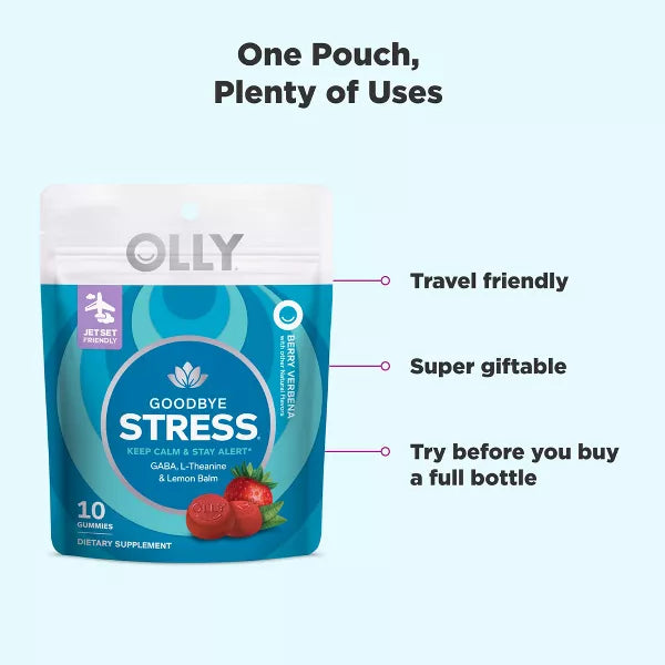OLLY Goodbye Stress Gummies with GABA, L-Theanine & Lemon Balm - Berry Verbena, 10 Count-858158015984-LR-358773-5-LR eShop