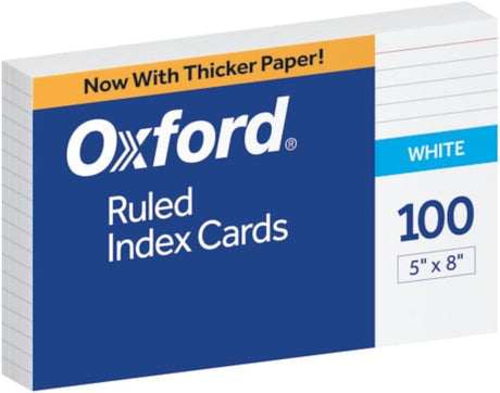 Oxford 5" x 8" Ruled Index Cards - White, 100 count-078787051041-LR-361040-1-LR eShop