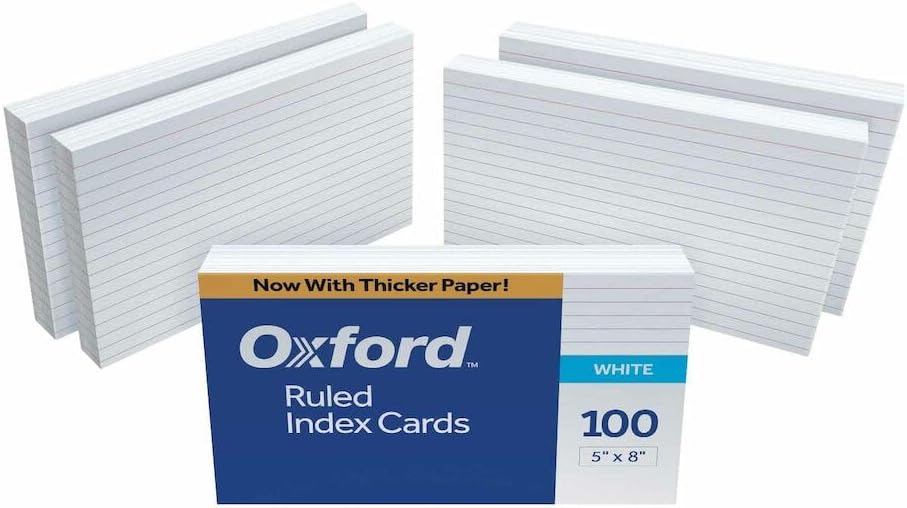 Oxford 5" x 8" Ruled Index Cards - White, 100 count-078787051041-LR-361040-11-LR eShop