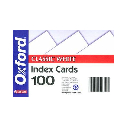 Oxford® Blank Index Cards, 4" x 6", White, 100 Per Pack-078787401563-LR-40907-1-LR eShop