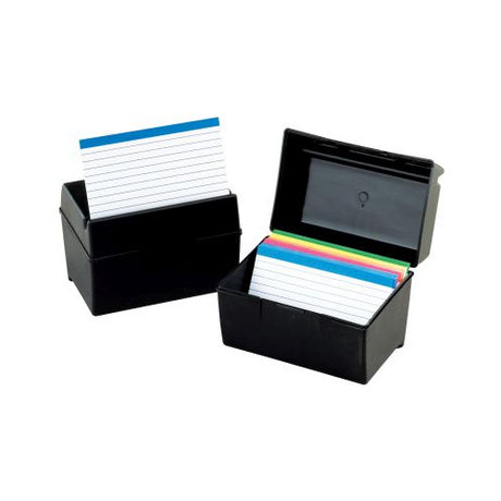 Oxford Plastic Index Card Boxes, 3" x 5", Black-078787013513-LR-184979-1-LR eShop