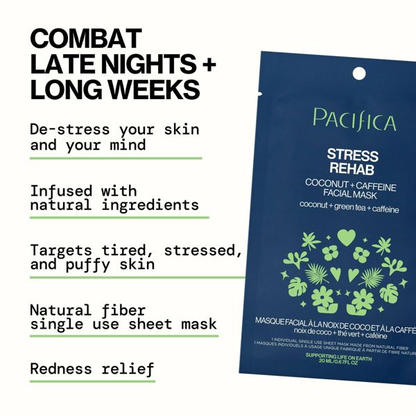 Pacifica Stress Rehab Coconut and Caffeine Face Mask, 0.67 oz-687735305145-LR-344643-11-LR eShop
