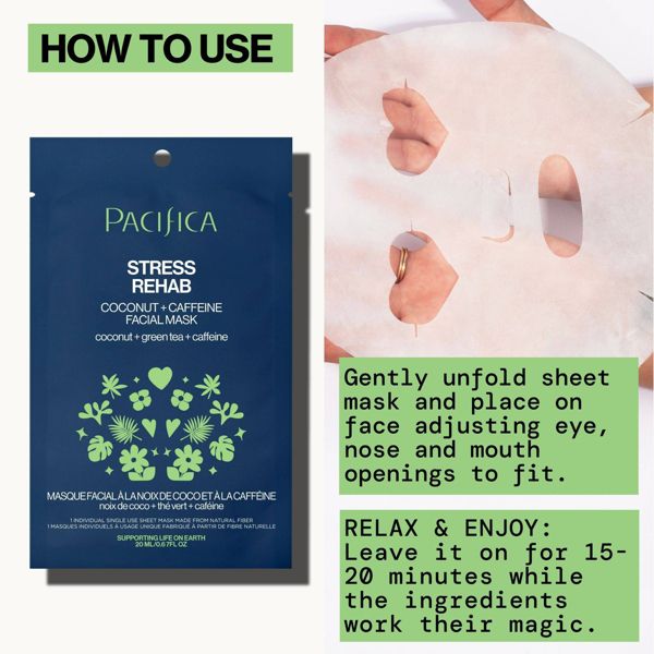 Pacifica Stress Rehab Coconut and Caffeine Face Mask, 0.67 oz-687735305145-LR-344643-5-LR eShop