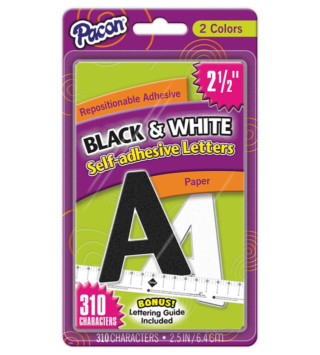 Pacon Self-Adhesive 2.5" Paper Letters - Black and White, 310 count-045173016458-LR-331750-1-LR eShop