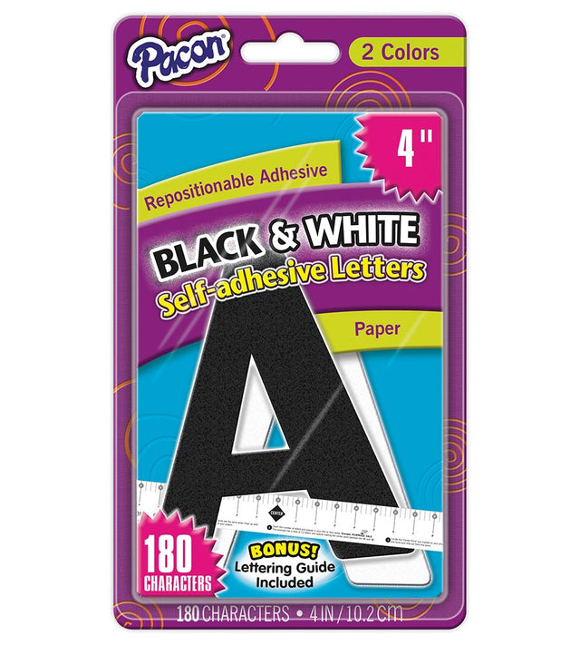 Pacon Self-Adhesive 4" Paper Letters - Black and White, 180 count-045173016441-LR-331749-1-LR eShop