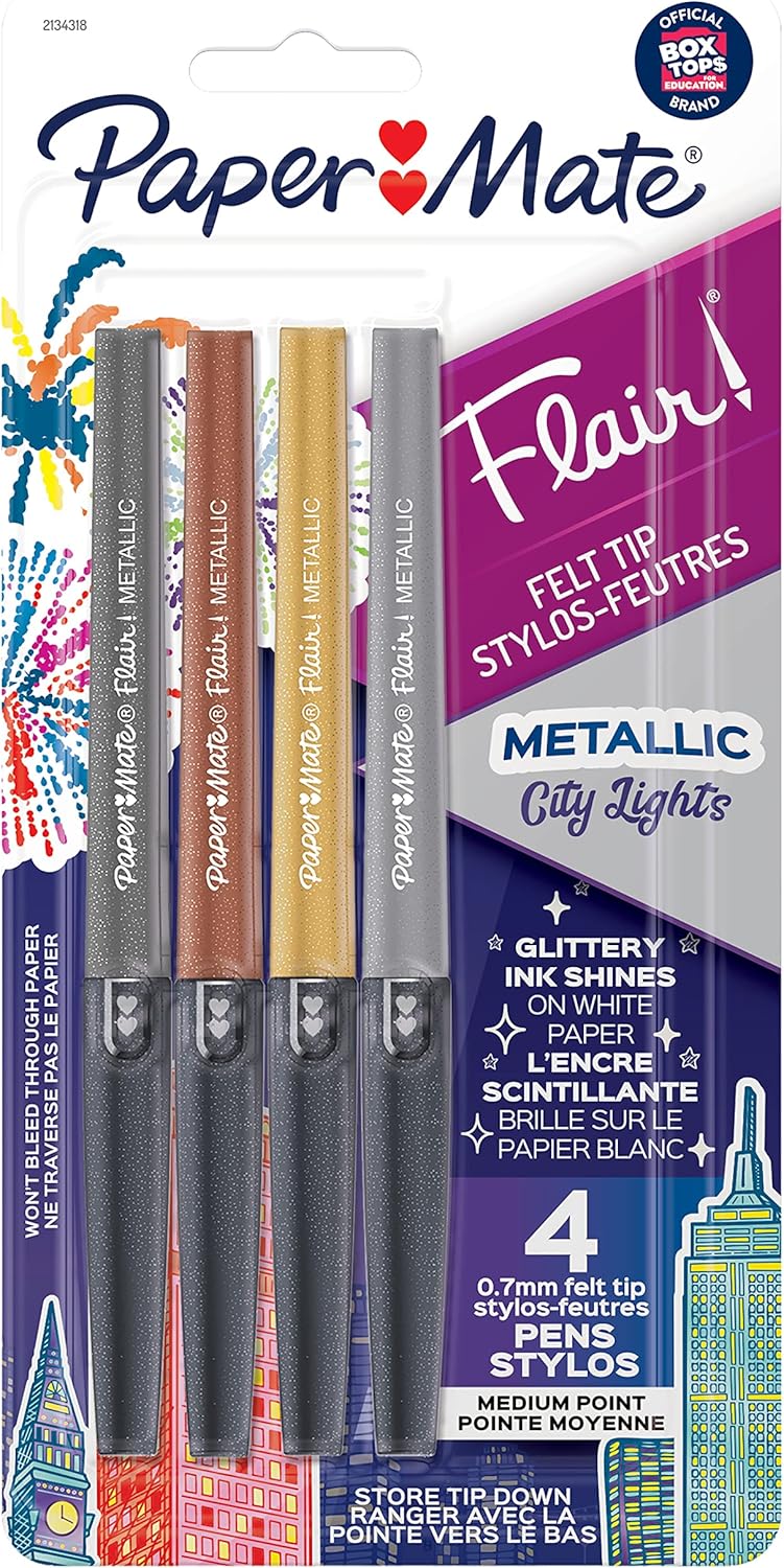 Paper Mate Flair Felt Medium Tip Set - Metallic City Lights, 4 count-071641190467-LR-354808-1-LR eShop