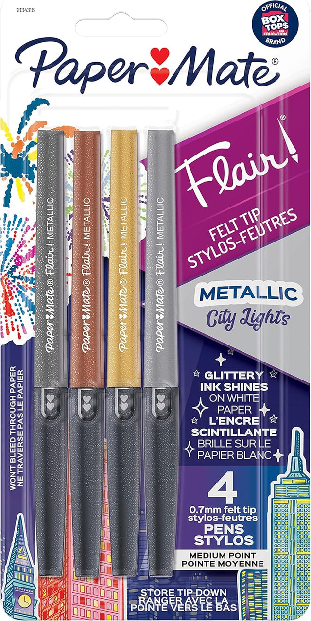 Paper Mate Flair Felt Medium Tip Set - Metallic City Lights, 4 count-071641190467-LR-354808-1-LR eShop
