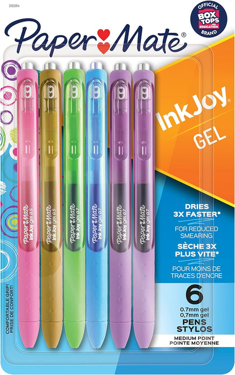 Paper Mate Inkjoy Gel Medium Point Pens - Assorted Pastels, 6 count-716411936424-LR-359432-1-LR eShop